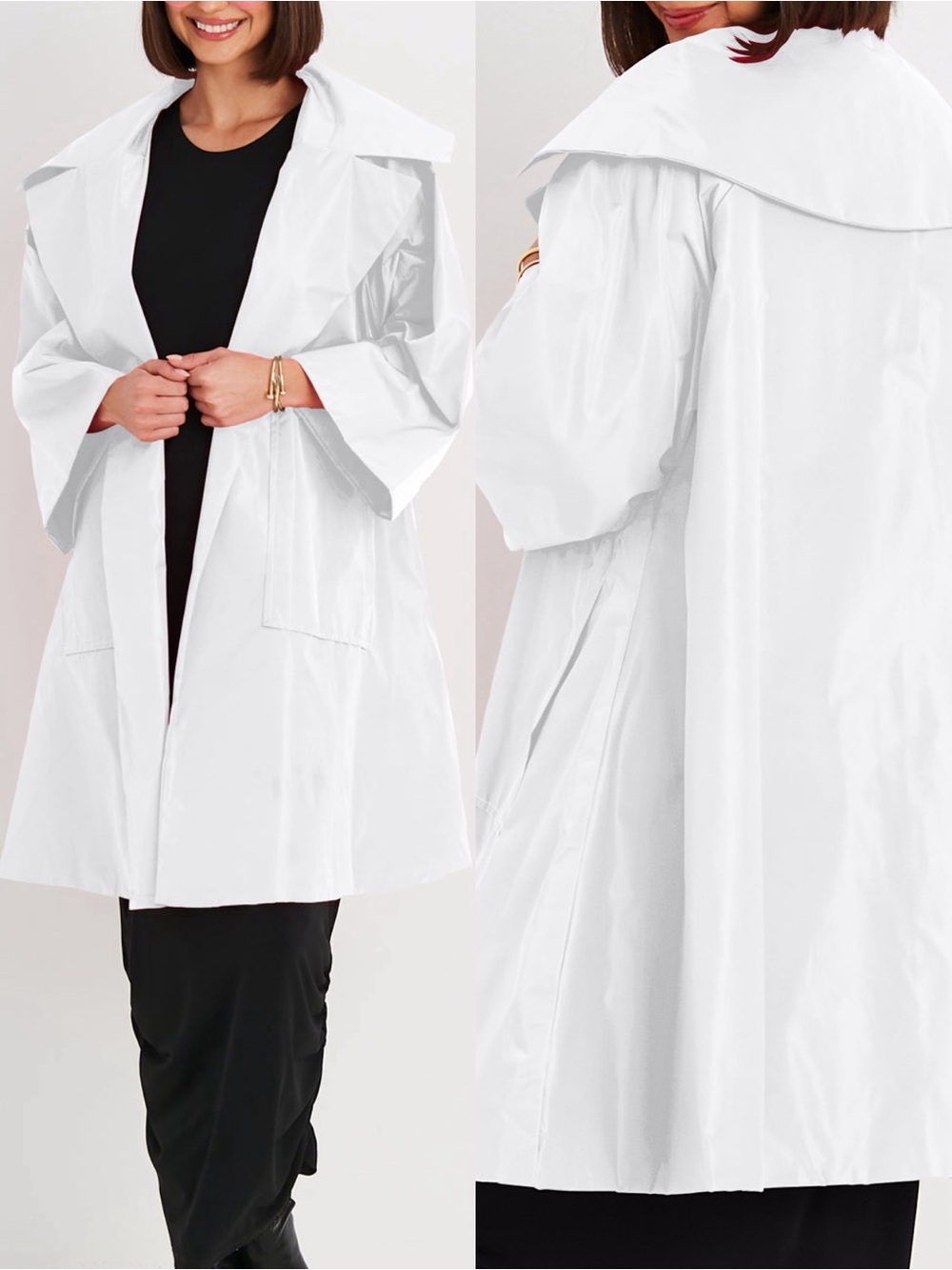 PLANET By Lauren G Nylon Emily Trench Coat White Oversized Sz OS 🧡🍄